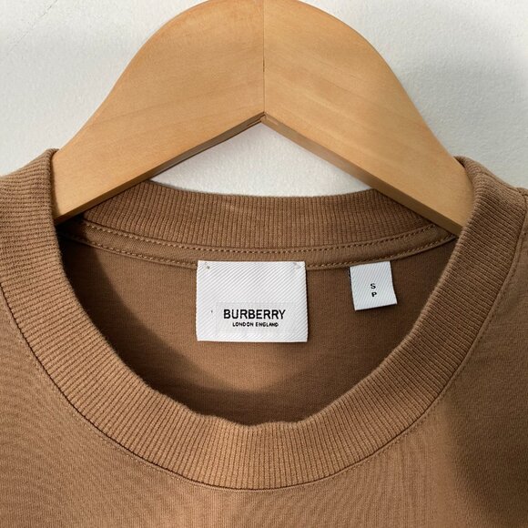 Burberry Embroidered Monogram "Tristan" Short Sleeve T-shirt Brown mens size S - Picture 4 of 8
